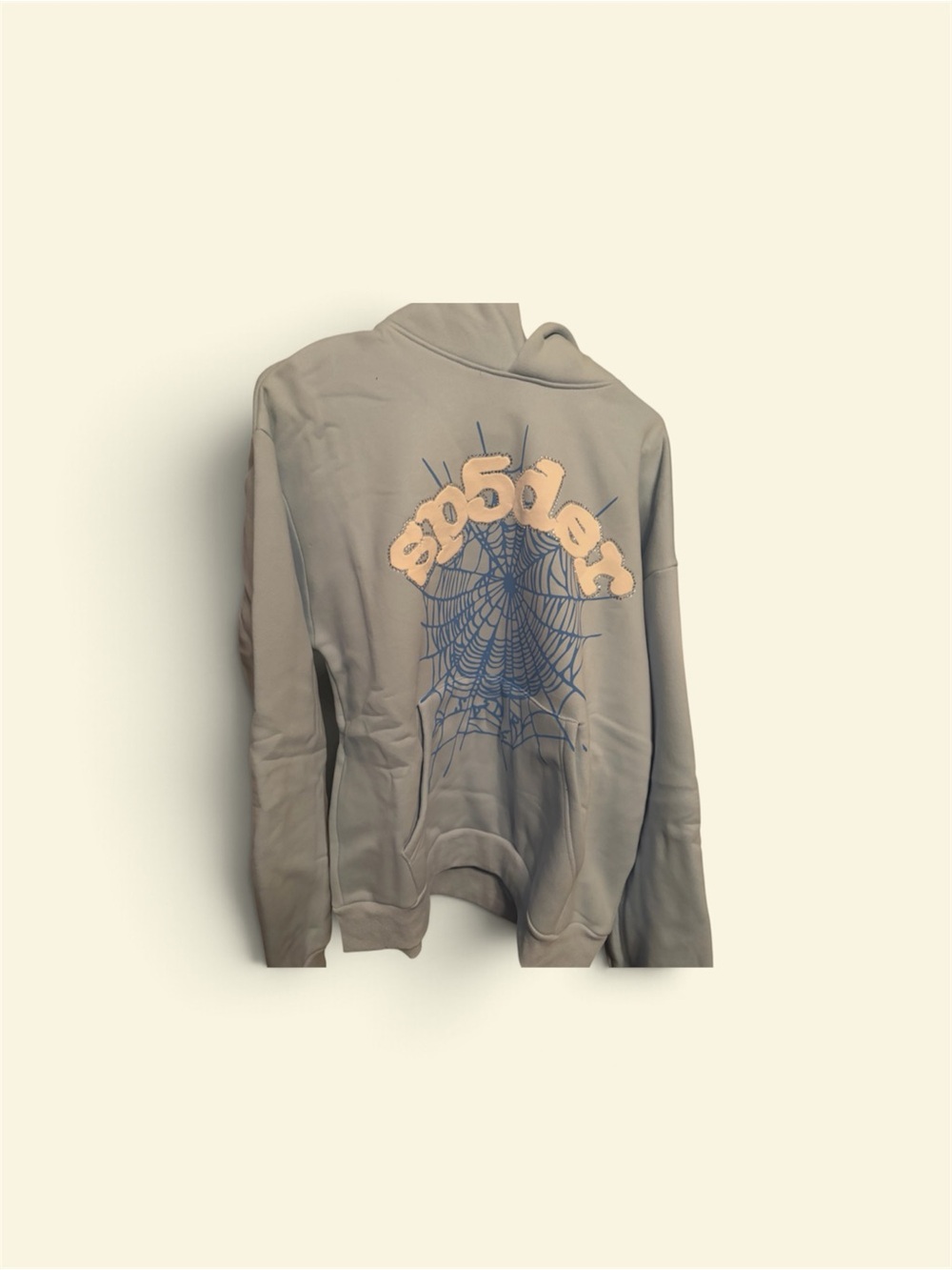 Neutral Blue Spider Web Graphic Pullover Jacket